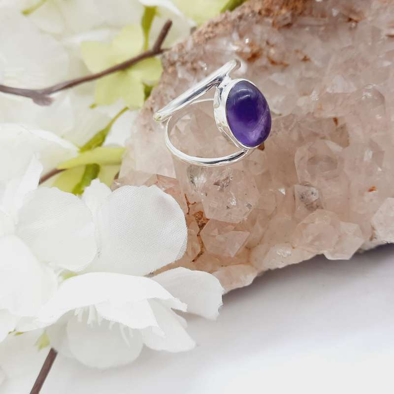 Sterling Silver Amethyst Crystal Ring