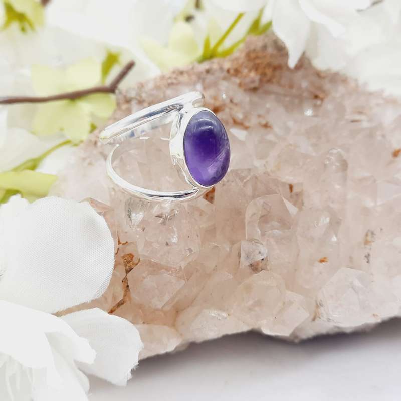 Sterling Silver Amethyst Crystal Ring