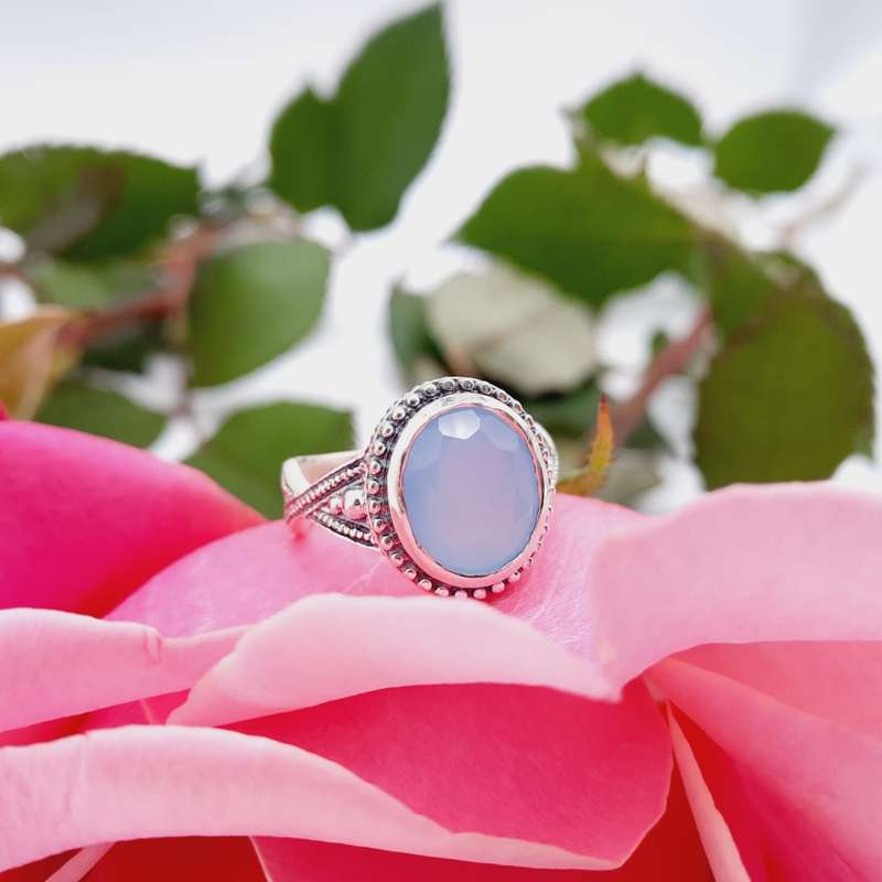 Sterling Silver Blue Onyx Faceted Ring