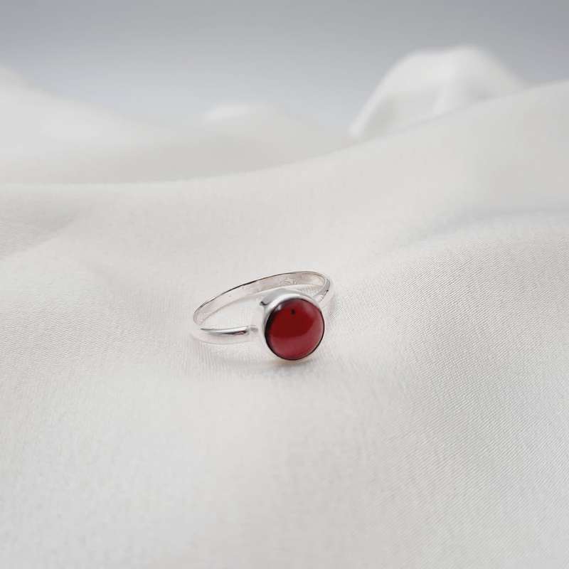 Sterling Silver Crystal Garnet Cabochon Ring