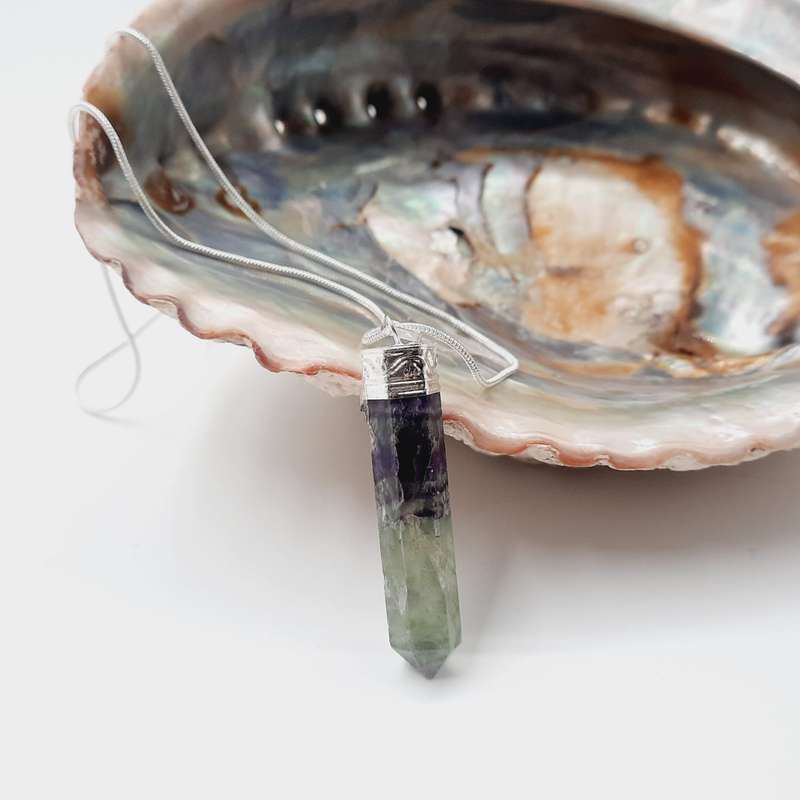 Harmony & Joy Fluorite Crystal Pendant from India