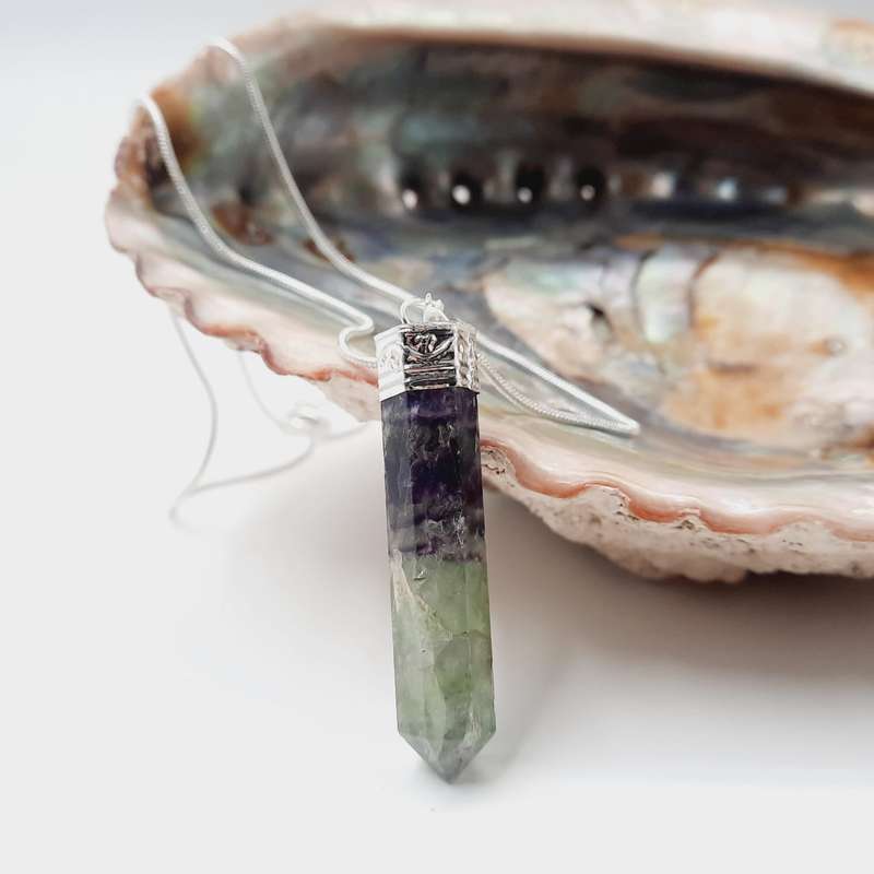 Harmony & Joy Fluorite Crystal Pendant from India