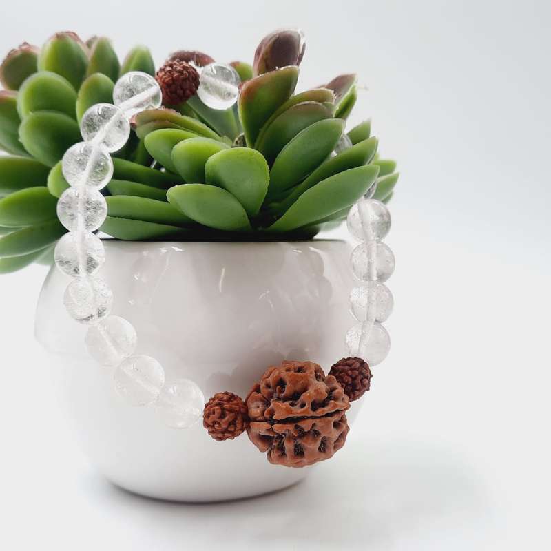 Clear Quartz Rudraksha Bracelet