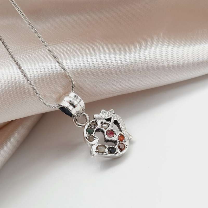 9 Stone Ohm Sterling Silver Pendant