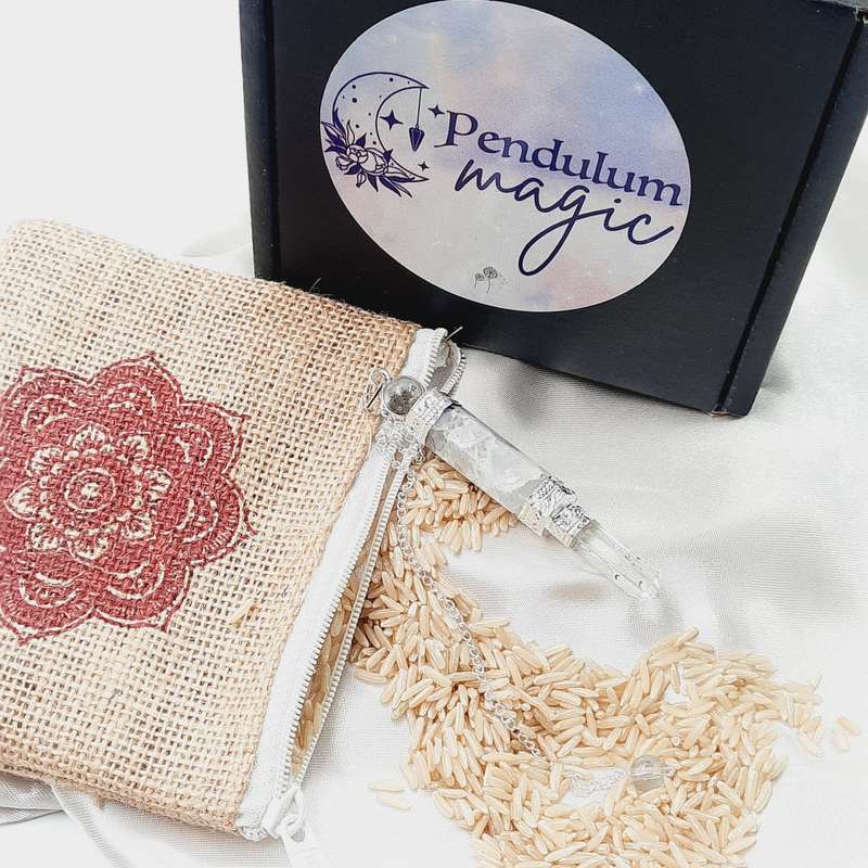 Moonstone  White metal Wand Pendulum Kit