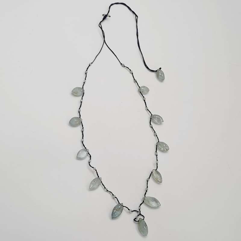 Faceted Aquamarine Crystal Macrame Necklace
