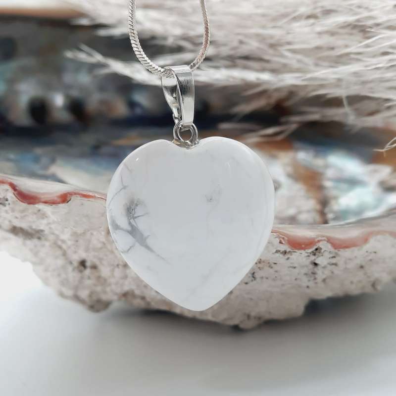 Large Heart Shaped Howlite Pendant