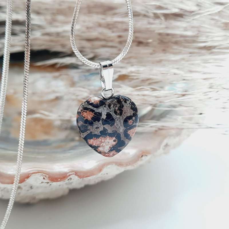 Leopard Jasper Heart Shaped Crystal Pendant