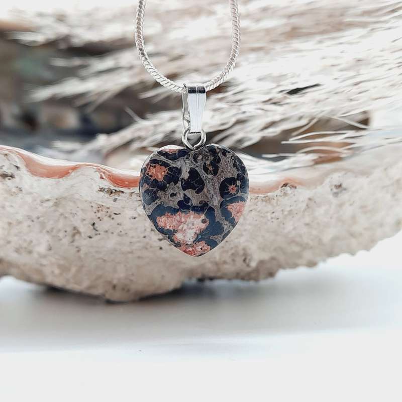 Leopard Jasper Heart Shaped Crystal Pendant