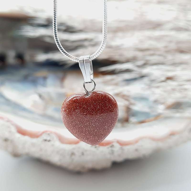 Goldstone Crystal Heart Shaped Pendant