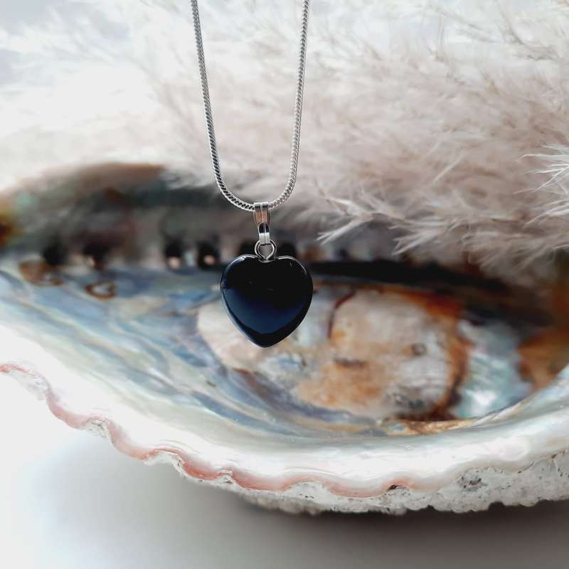 Black Onyx Heart Crystal Pendant