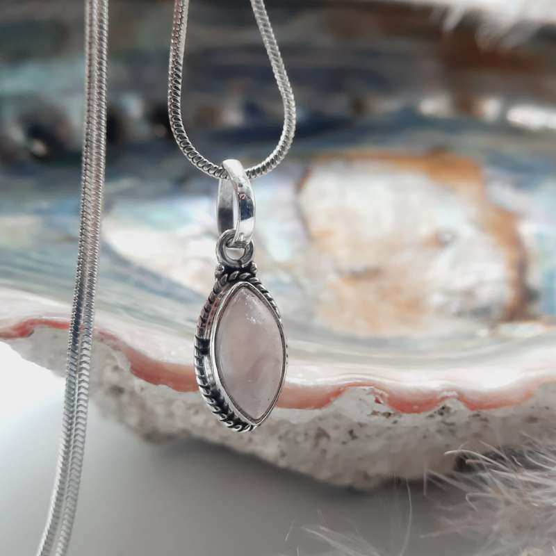 Sterling Silver Rose Quartz Crystal Pendant