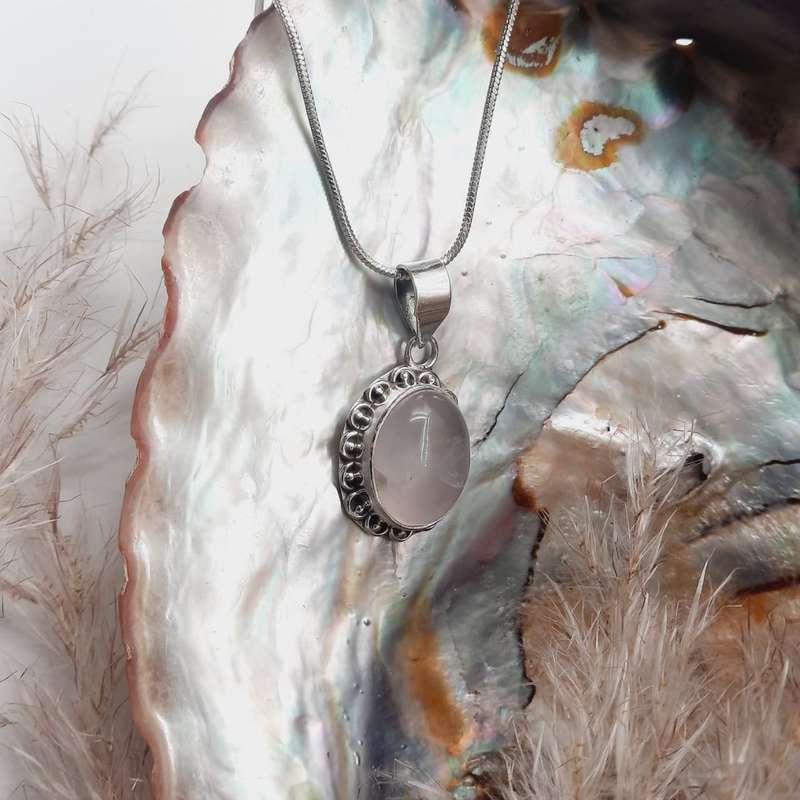 Sterling Silver Rose Quartz Crystal Pendant