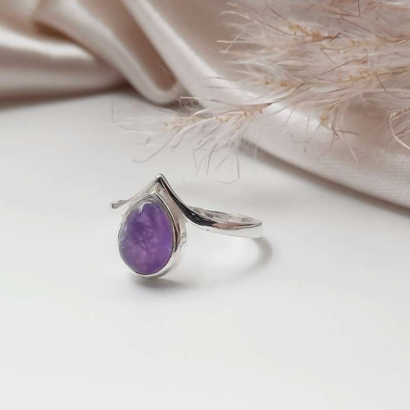 Amethyst Crystal Sterling Silver Ring