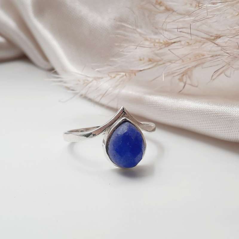 Blue Sapphire Crystal Sterling Silver Ring