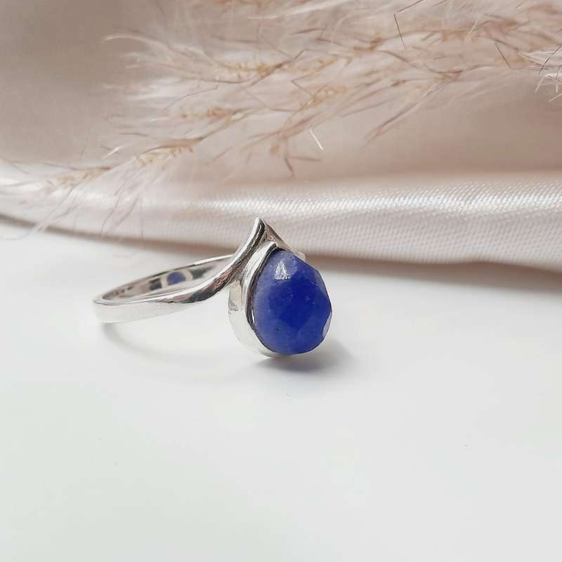 Blue Sapphire Crystal Sterling Silver Ring