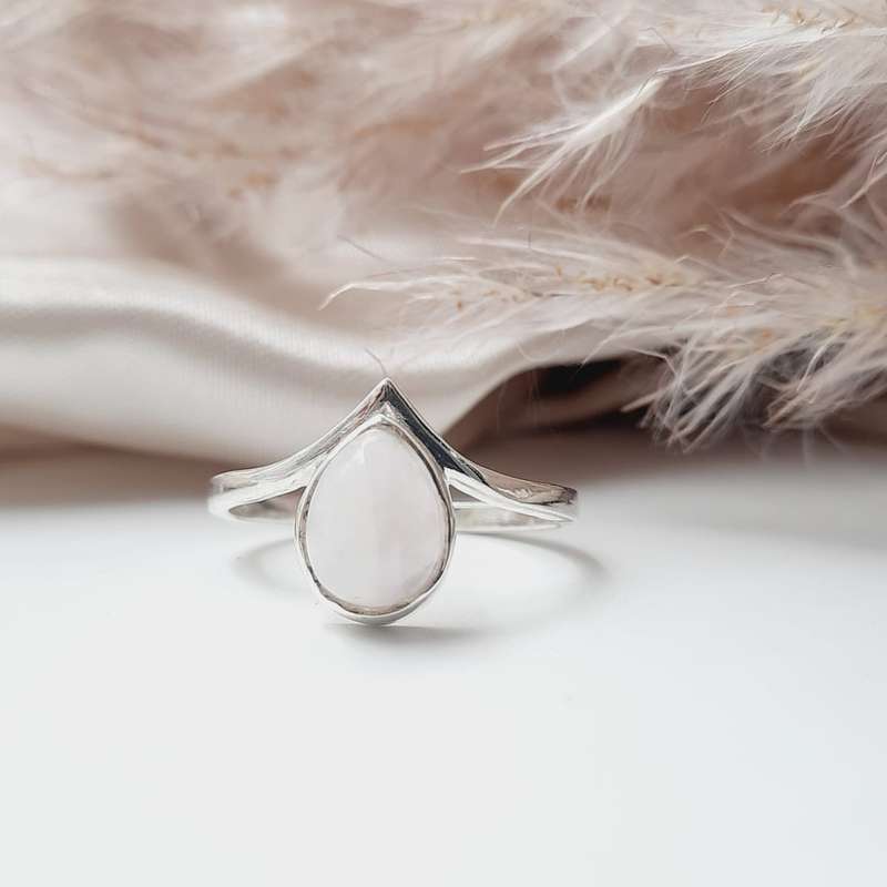Sterling Silver Moonstone Crystal Ring