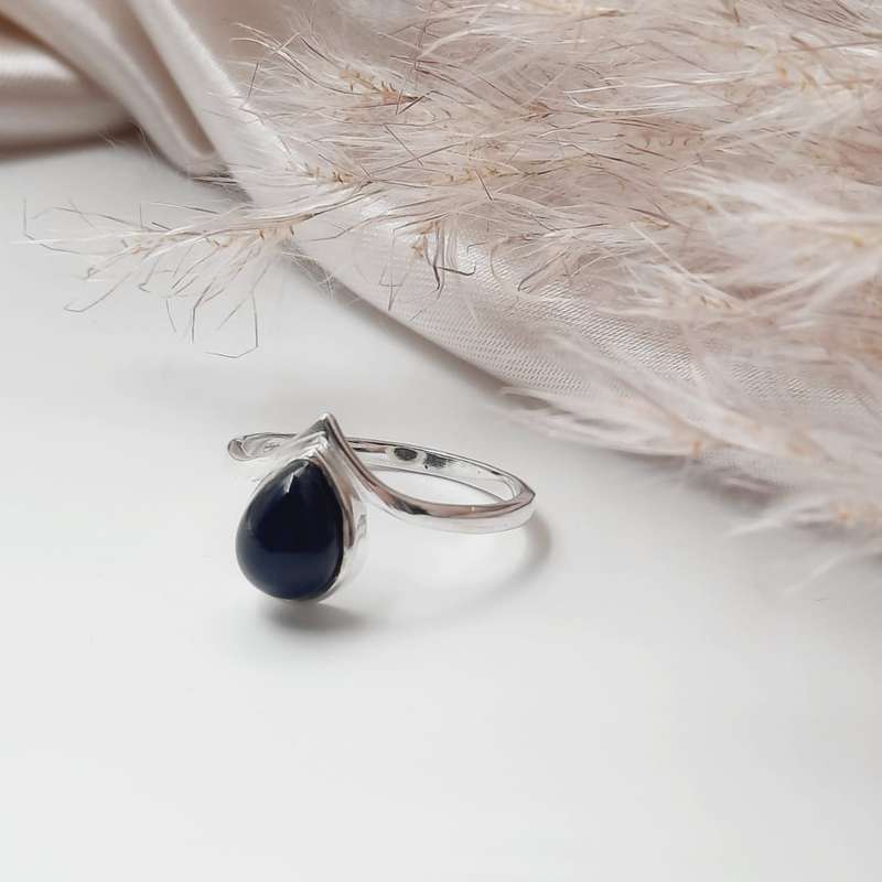 Sterling Silver Black Onyx Crystal Ring