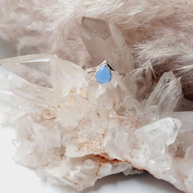 Sterling Silver Blue Onyx Crystal Ring