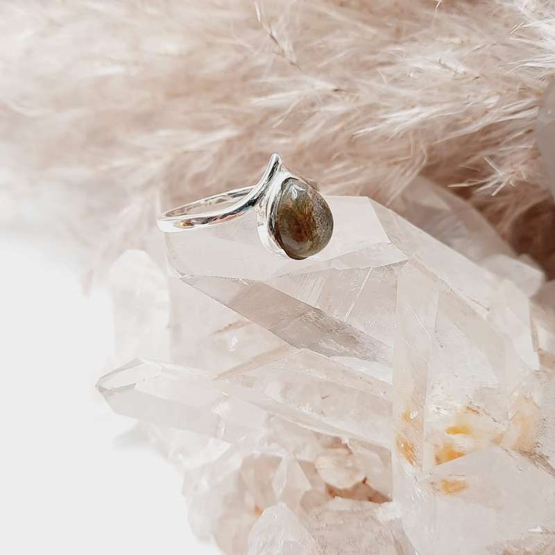 Sterling Silver Labradorite Crystal Ring