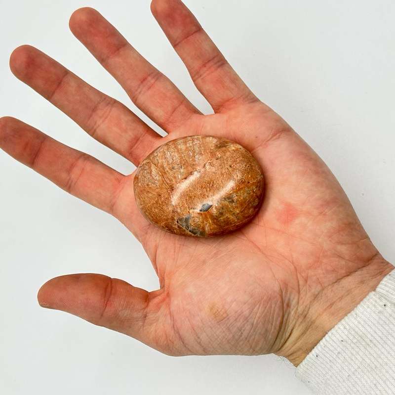 Peach Moonstone Palm Stone