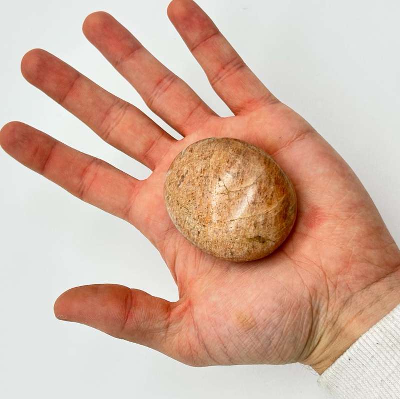 Peach Moonstone Palm Stone