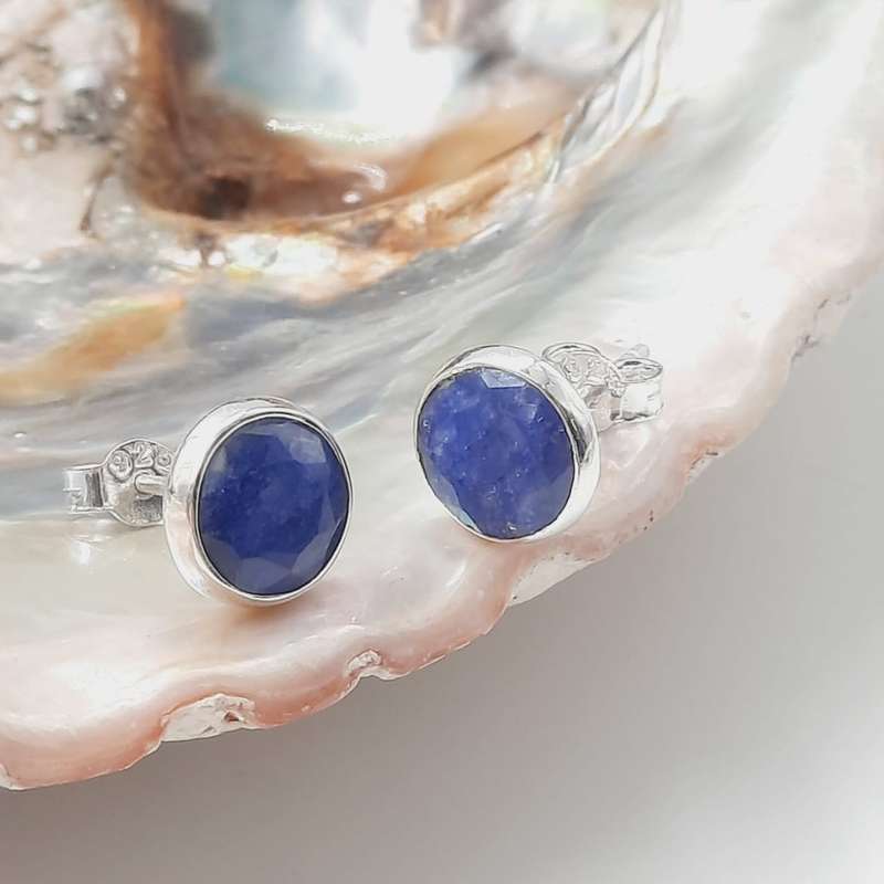 Sterling Silver Sapphire Crystal Stud Earrings