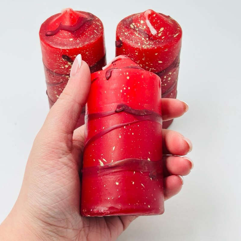 Red Speckled Pillar Candles
