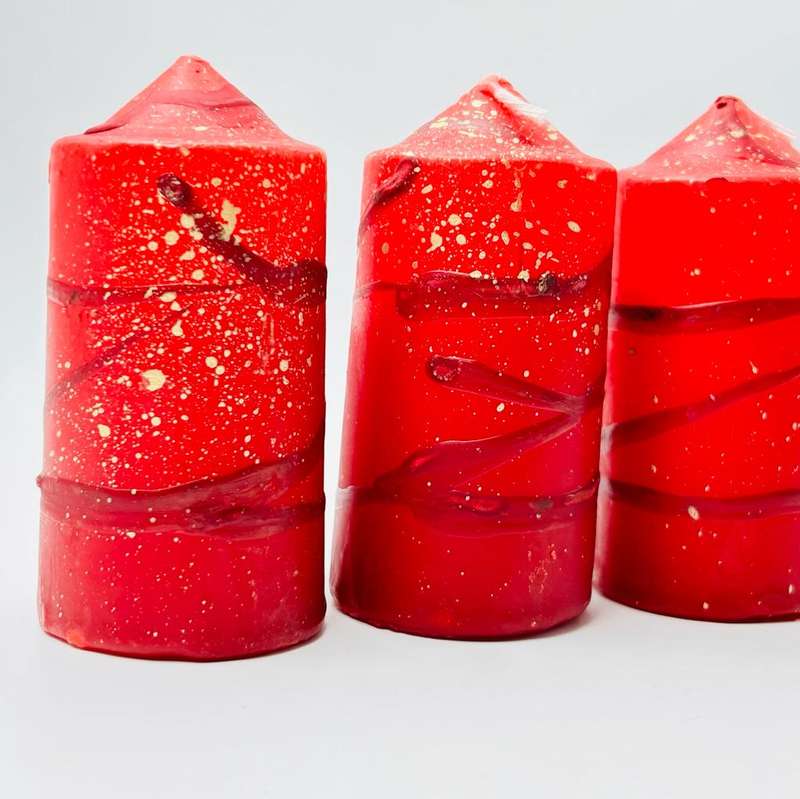 Red Speckled Pillar Candles