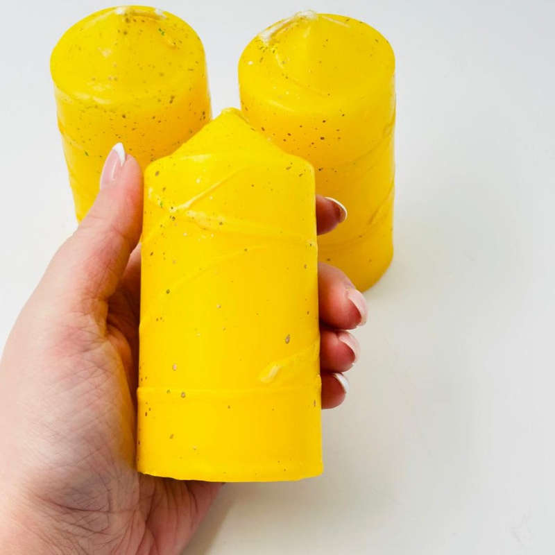 Yellow Speckled Large Altar Candle