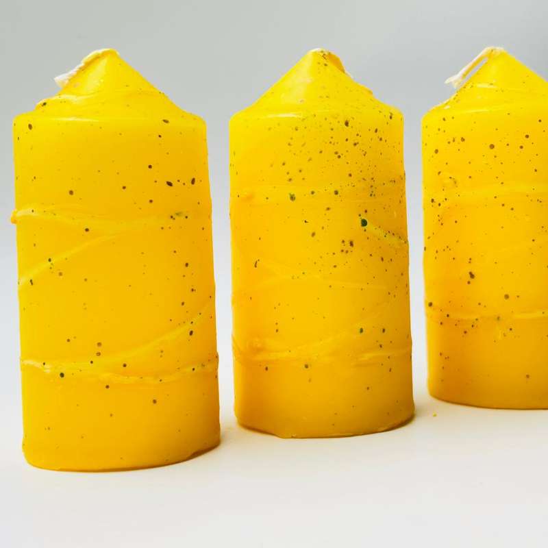 Yellow Speckled Large Altar Candle