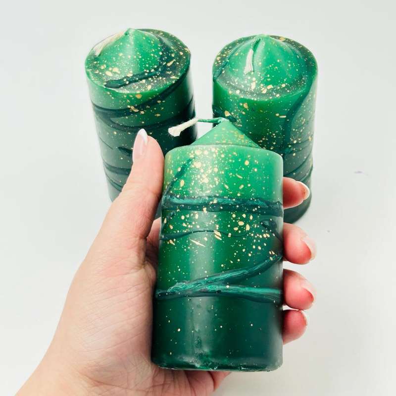 Dark Green Speckled Large Altar Candles