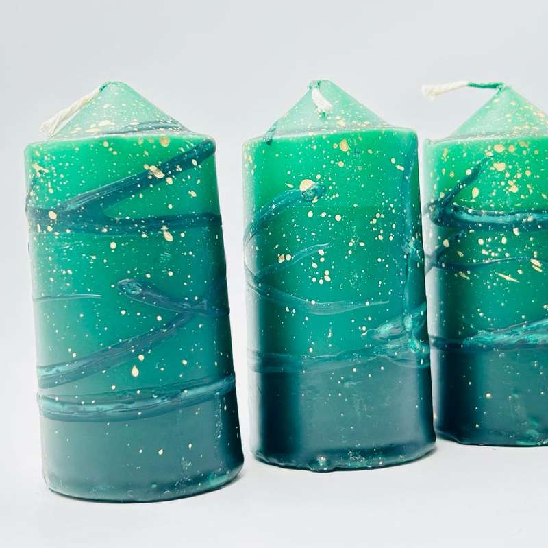 Dark Green Speckled Large Altar Candles