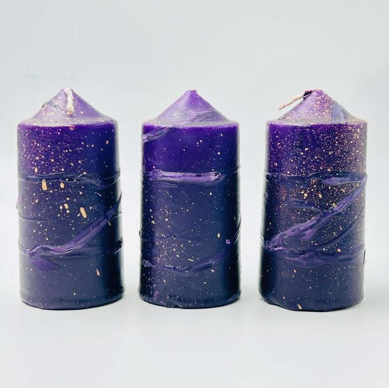 Deep Purple Speckled Pillar Candles