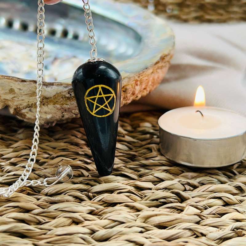 Black Agate Pentacle Pendulum