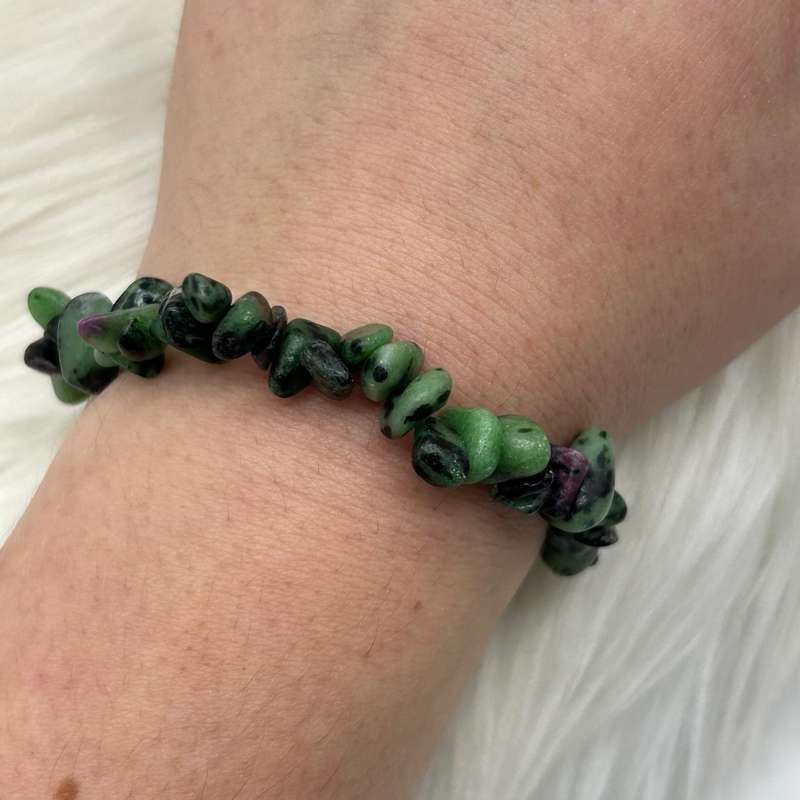 Ruby and Zoisite Chip Gemstone Bracelet