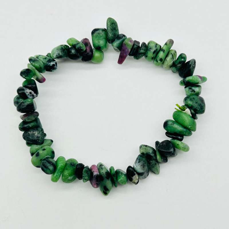 Ruby and Zoisite Chip Gemstone Bracelet