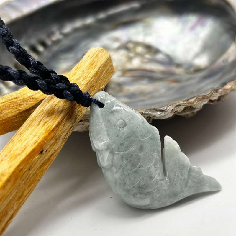 Green Jade Crystal Koi Fish Pendant