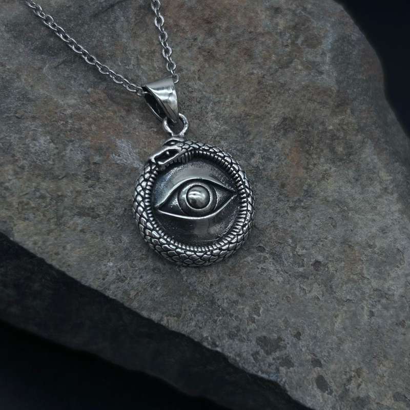 Eye with Snake Sterling Silver Pendant