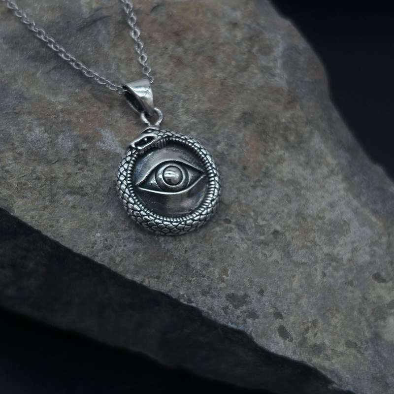 Eye with Snake Sterling Silver Pendant