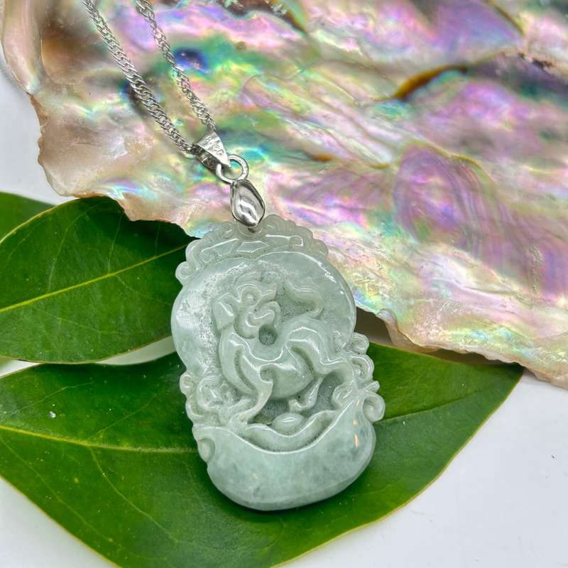 Dog Crystal Jade Carved Zodiac Pendant