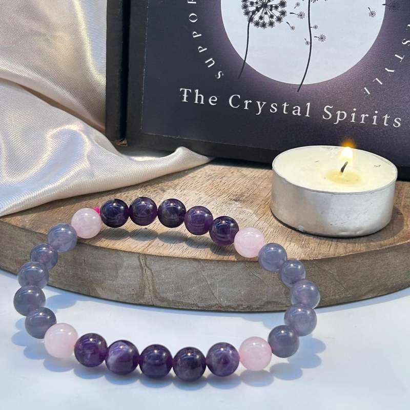 Amethyst, Rose Quartz & Blue Chalcedony Love Angel Crystal Bracelet