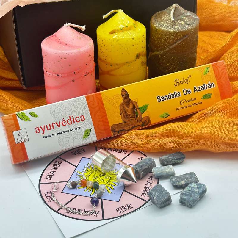 Deluxe 7 Chakra Healing Kit with Blue Kyanite & Chakra Pendulum