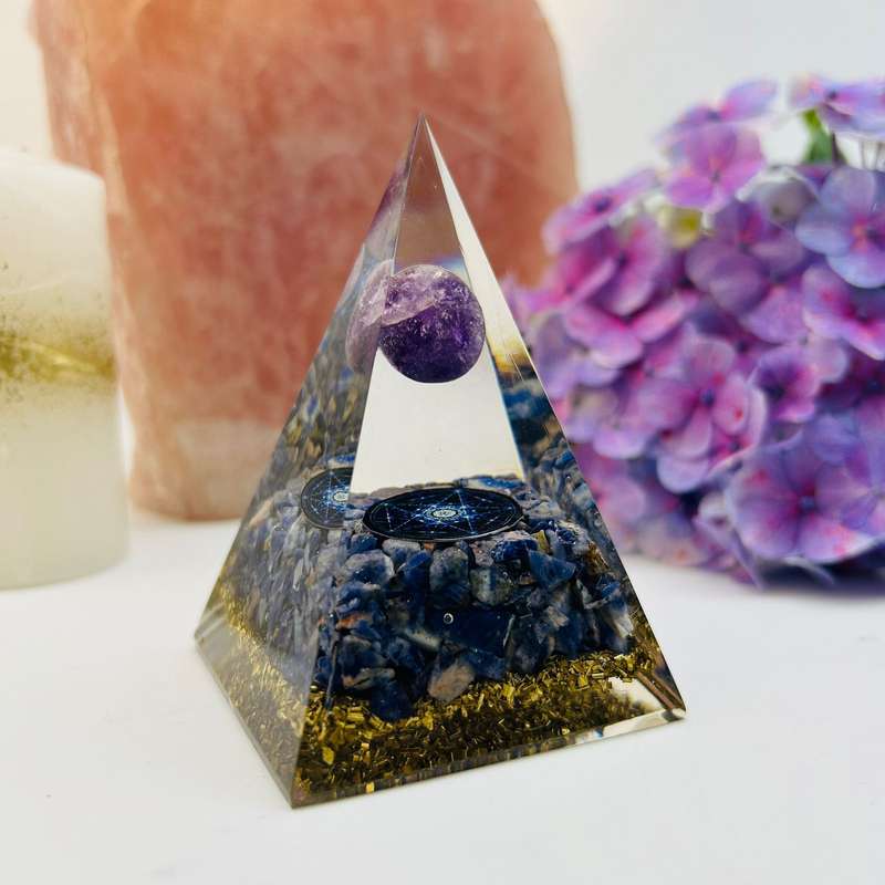 Psychic Atunement Amethyst Sphere Orgonite Pyramid