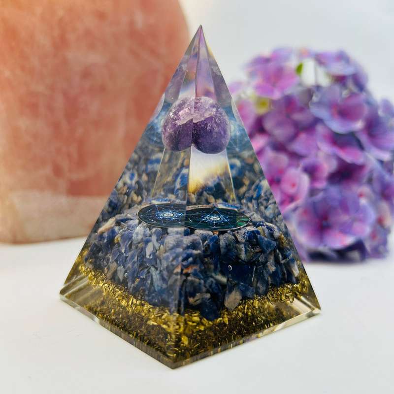 Psychic Atunement Amethyst Sphere Orgonite Pyramid