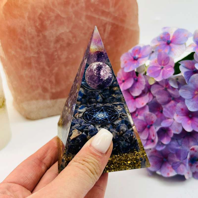 Psychic Atunement Amethyst Sphere Orgonite Pyramid