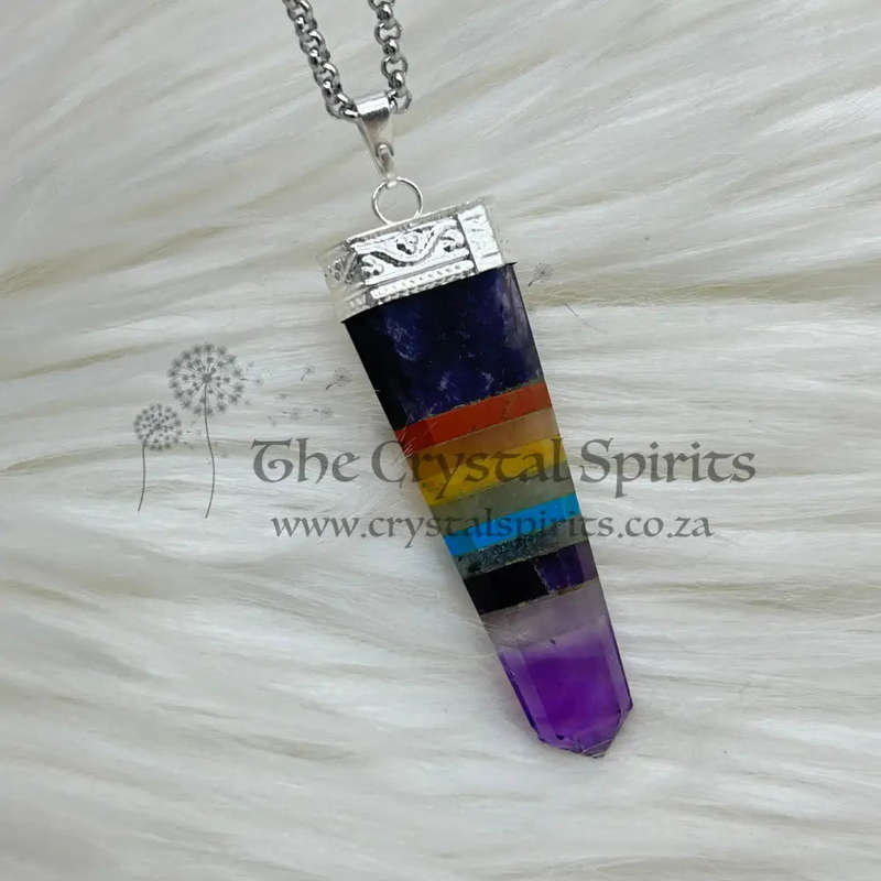 Amethyst Chakra Tabby Crystal Pendant