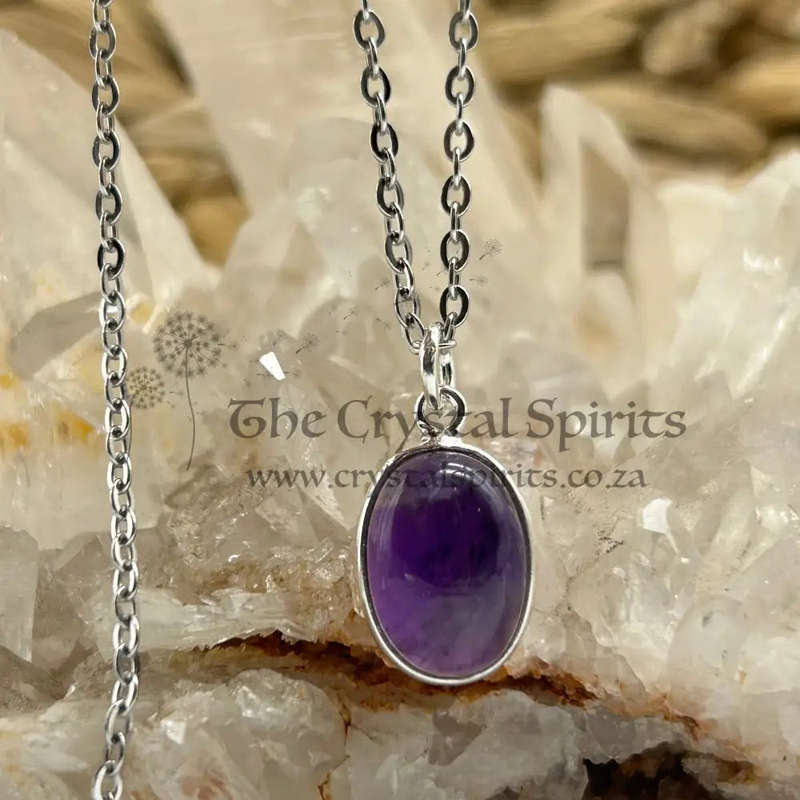 Amethyst Crystal Sterling Silver Calming Pendant