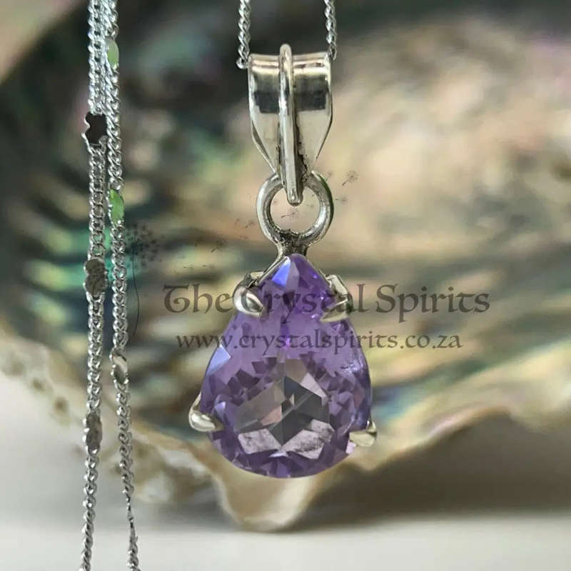 Amethyst Crystal Sterling Silver Pendant