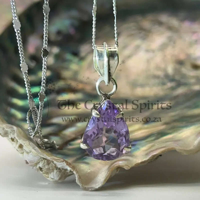 Amethyst Crystal Sterling Silver Pendant